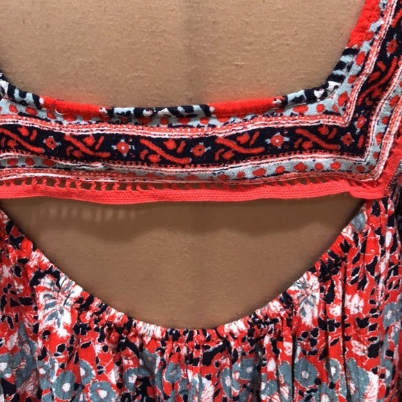 Free People Midsummers Dream Dress Size Small Red Floral Cutout Mini - Picture 8 of 13